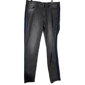 Long Tall Sally Gray Wash Black Glitter Stripe Jeans - 16 - Women's Plus Size